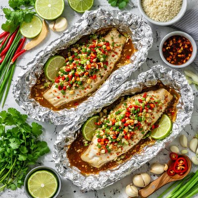 Image of Fragrant Fish Fillets in Foil