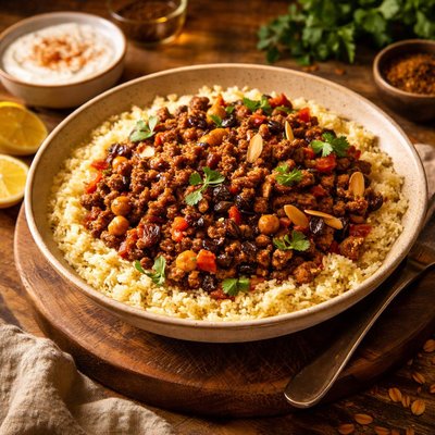 Image of Fragrant Moroccan Spiced Mince with Couscous