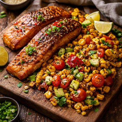 Image of Fragrant Salmon and Sesame Corn Salad