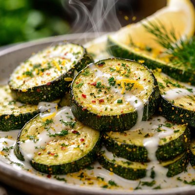 Image of Freckled Zucchini with Lemon Dill Cream