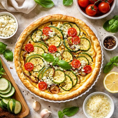 Image of French Courgette Zucchini Quiche