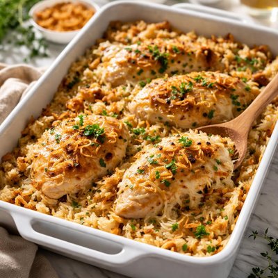 Image of French Onion Chicken and Rice Casserole