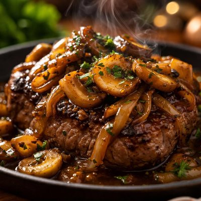 Image of French Onion Steak with Mushrooms