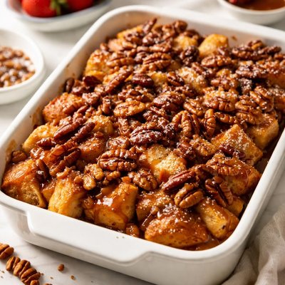 Image of French Toast Casserole with Caramel Pecan Topping