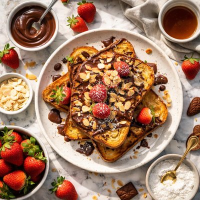 Image of French Toast with Chocolate and Almonds
