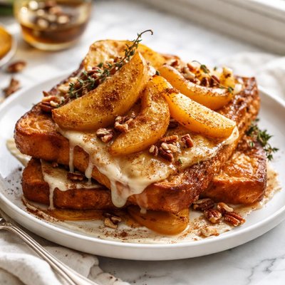 Image of French Toast with Pears Brie and Cinnamon