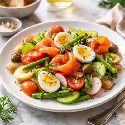 Image of French Vegetable Salad with Smoked Salmon
