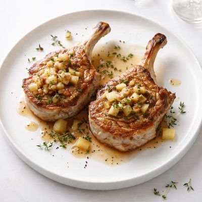 Image of Frenched Pork Chops in Apple