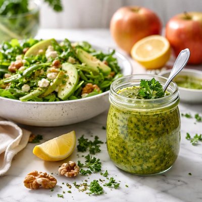 Image of Fresh Apple and Parsley Dressing with Greens