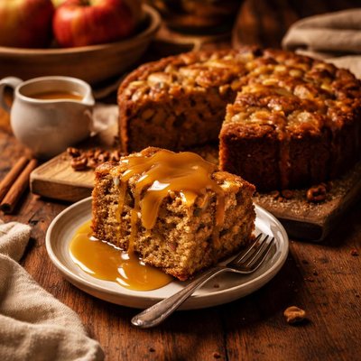 Image of Fresh Apple Cake with Rum Sauce