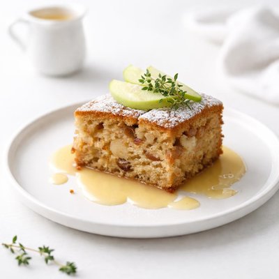 Image of Fresh Apple Cake with Sweetened Butter Sauce