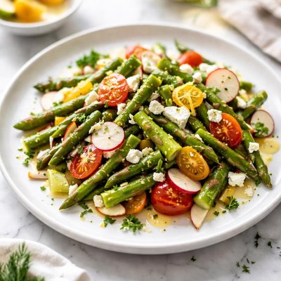 Image of Vegan Fresh Asparagus Salad with Lemon Vinaigrette