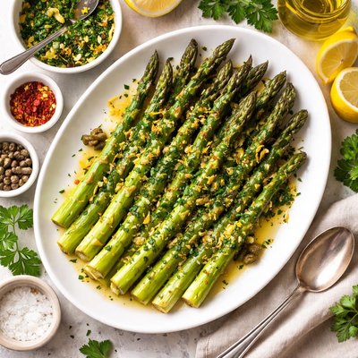 Image of Fresh Asparagus with Lemon Herb Sauce