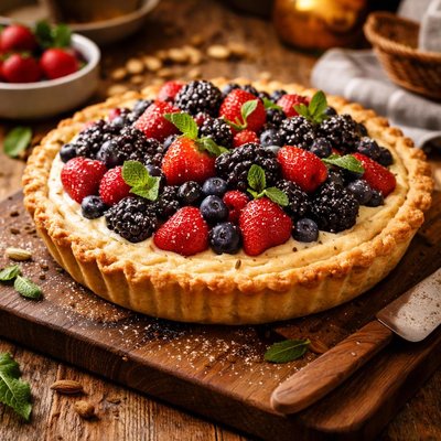 Image of Fresh Berry Cardamom Cream Pie