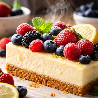 Image of Fresh Berry Lemon Cheesecake No Bake