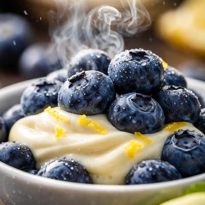 Image of Fresh Blueberries with Lemon Cream