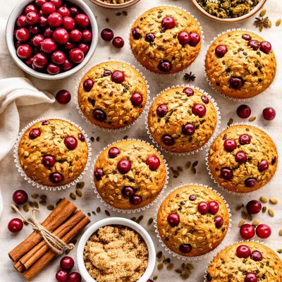 Image of Fresh Cranberry Pumpkin Muffins