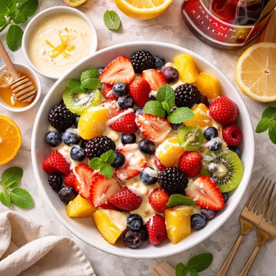 Image of Fresh Fruit with Creamy Grand Marnier Sauce