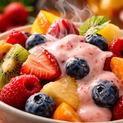 Image of Fresh Fruit with Strawberry Cream Cheese Dressing