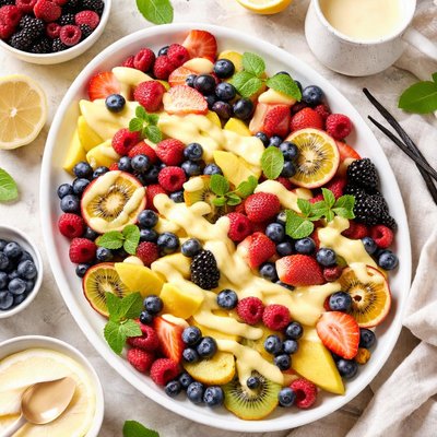 Image of Fresh Fruit with Vanilla Custard Sauce