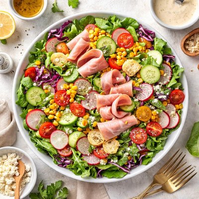 Image of Whole30 Fresh Garden Salad with Ham