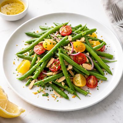 Image of Vegan Fresh Green Bean Salad with Lemon Vinaigrette