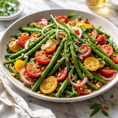 Image of Fresh Green Bean Tomato Salad with Tarragon Dressing