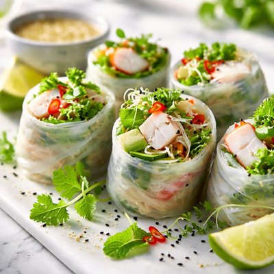 Image of Fresh Halibut in Rice Wrap