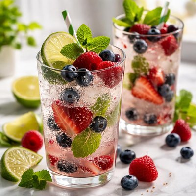 Image of Fresh Lime Soda with Berries