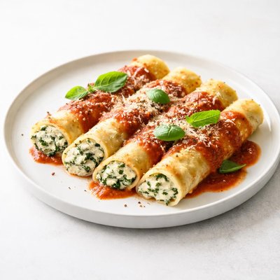 Image of Fresh Made Manicotti or Cannelloni Crepes Shells