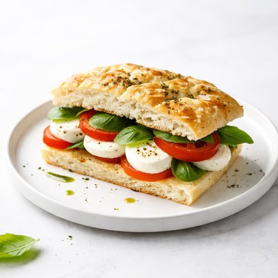 Image of Fresh Mozzarella Basil Tomato Focaccia