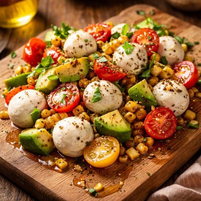 Image of Fresh Mozzarella Salad W Avocado Roasted Corn Tomato