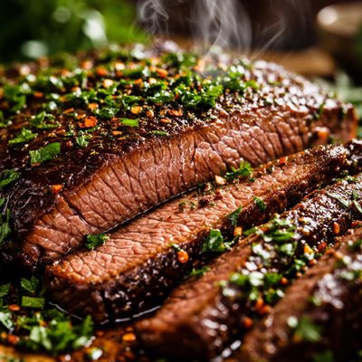 Image of Fresh Parsley Soy Sauce Marinated Flank Steak