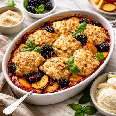 Image of Fresh Peach and Blackberry Cobbler