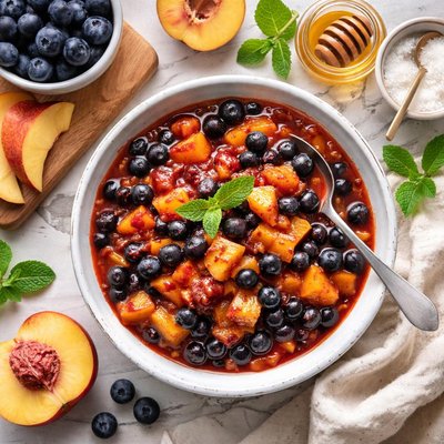 Image of Fresh Peach and Blueberry Compote