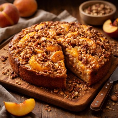 Image of Fresh Peach and Nut Cake or Cobbler