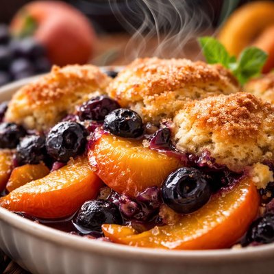 Image of Fresh Peach Blueberry Cobbler