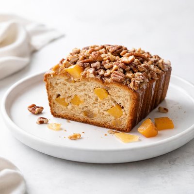 Image of Fresh Peach Cobbler Bread with Pecan Topping