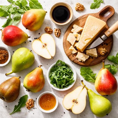 Image of Fresh Pears with Parmigiano Reggiano and Balsamic Vinegar