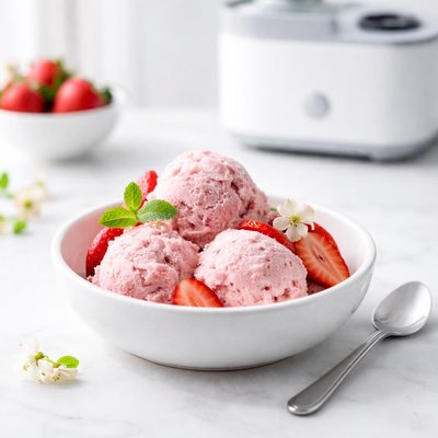 Image of Fresh Picked Strawberry Ice Cream Electric Ice Cream Machine