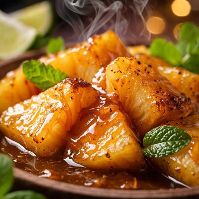 Image of Fresh Pineapple with Rum Sauce
