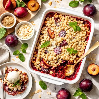 Image of Fresh Plum Crumb Dessert