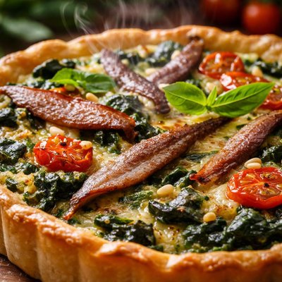Image of Fresh Spinach Anchovy Tart