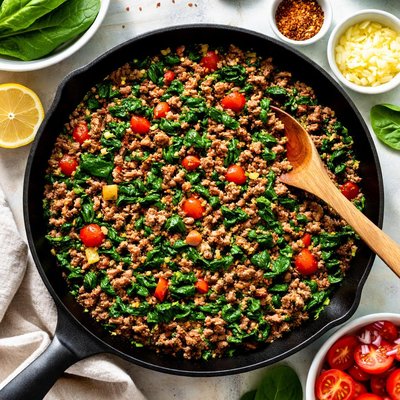Image of Fresh Spinach with Ground Beef