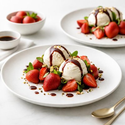Image of Fresh Strawberries and Balsamic Vinegar Ice Cream Parfaits