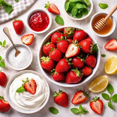 Image of Fresh Strawberries and French Cream