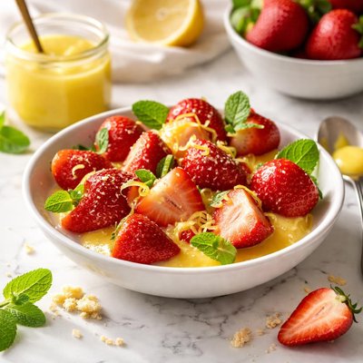 Image of Fresh Strawberries with Lemon Curd