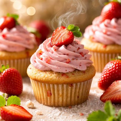 Image of Fresh Strawberry Cupcakes