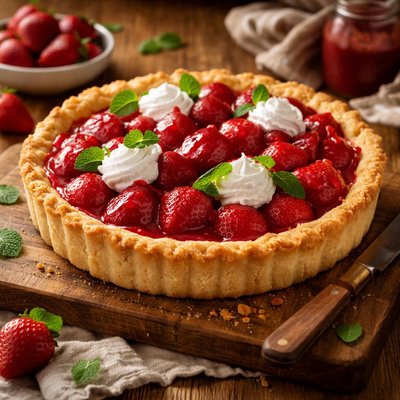 Image of Fresh Strawberry Pie with Special Shortbread Crust