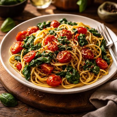 Image of Fresh Tomato and Spinach Pasta